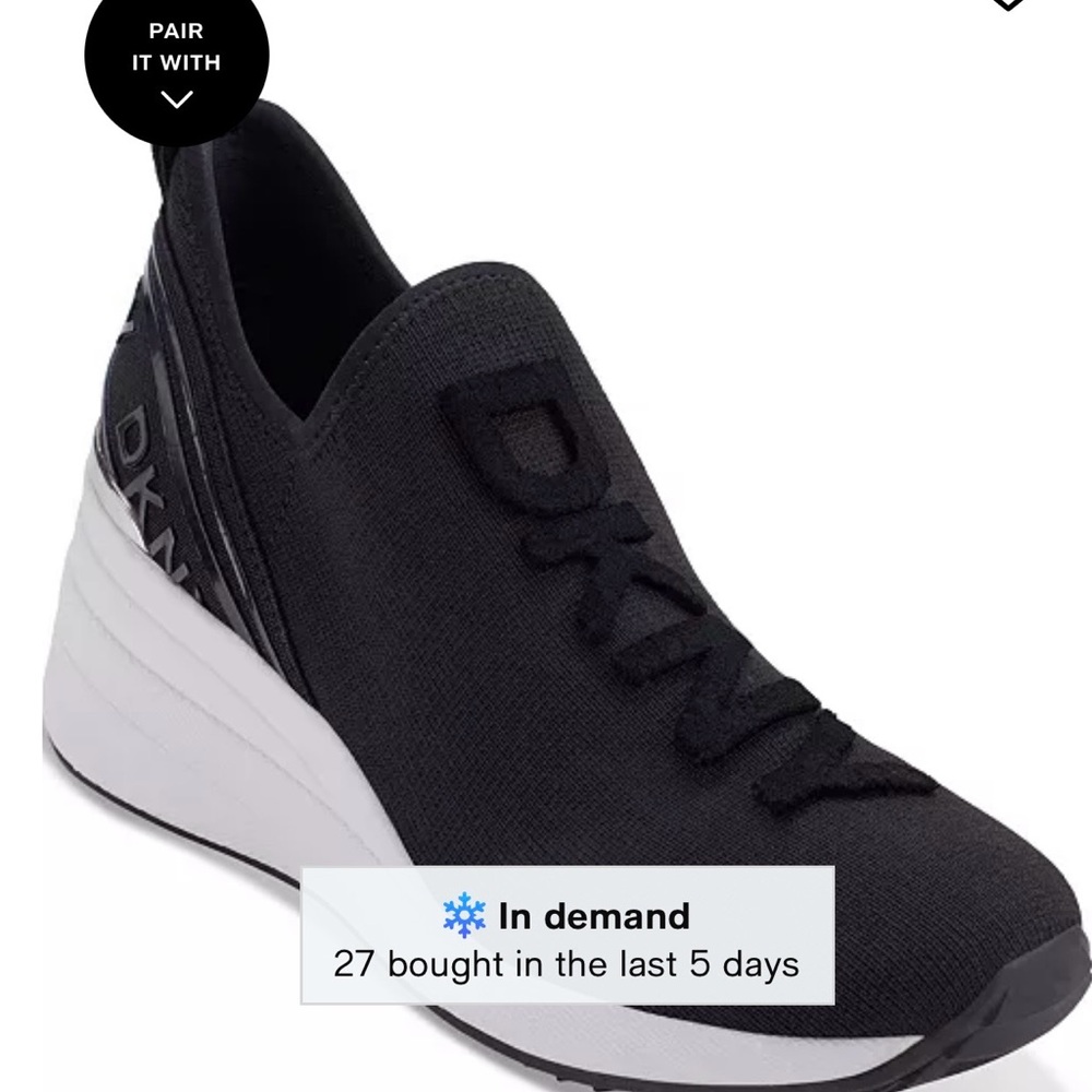 DKNY Women's Keeva Black and White Slip-On Sneakers